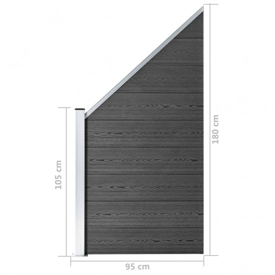Tvoros segmentas, juodos spalvos, 95x(105-180)cm, WPC