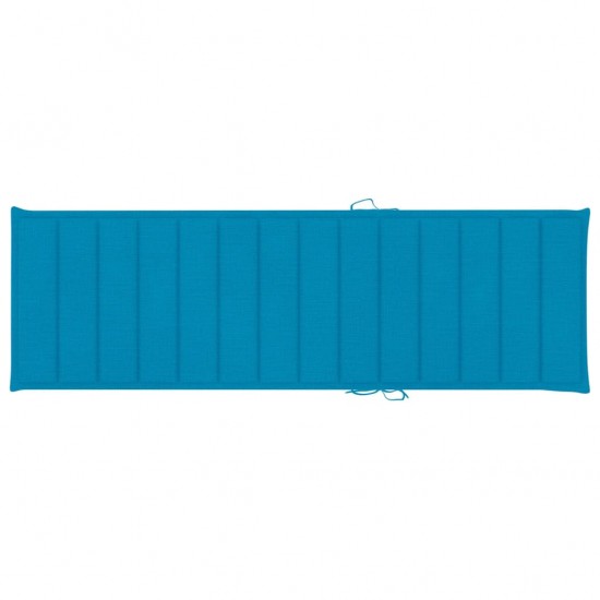 Dvivietis saulės gultas su mėlynais čiužinukais, pušies mediena