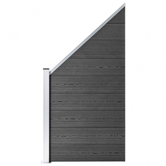 Tvoros segmentų rinkinys, juodos spalvos, 1484x(105-186)cm, WPC