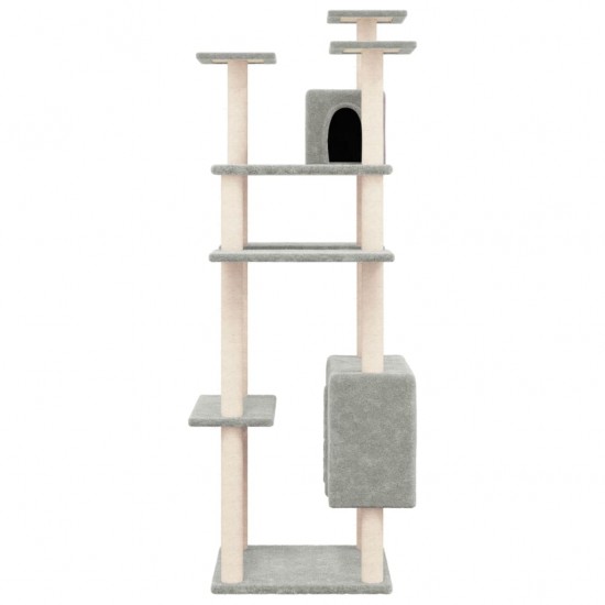 Draskyklė katėms su stovais iš sizalio, šviesiai pilka, 162cm