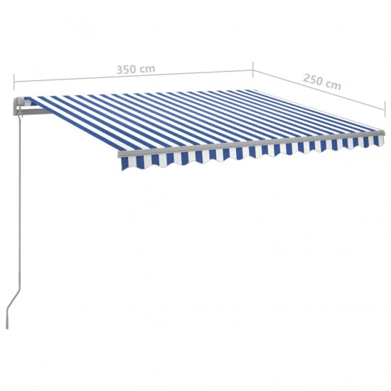 Rankiniu būdu ištraukiama markizė, mėlyna ir balta, 3,5x2,5m