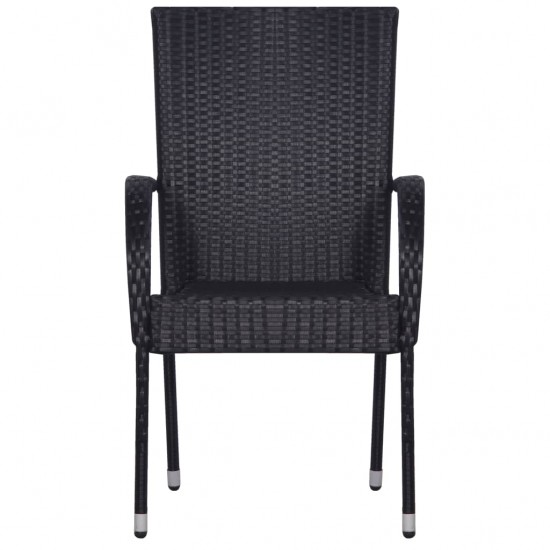 Sudedamos lauko kėdės, 4vnt., juodos spalvos, poliratanas
