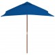 Lauko skėtis su mediniu stulpu, mėlynos spalvos, 150x200cm
