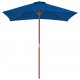 Lauko skėtis su mediniu stulpu, mėlynos spalvos, 150x200cm