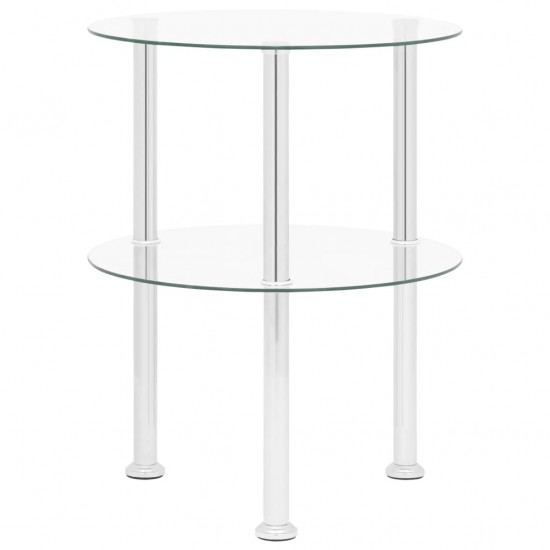 Šoninis staliukas, 2 aukštų, skaidrus, 38cm, grūdintas stiklas