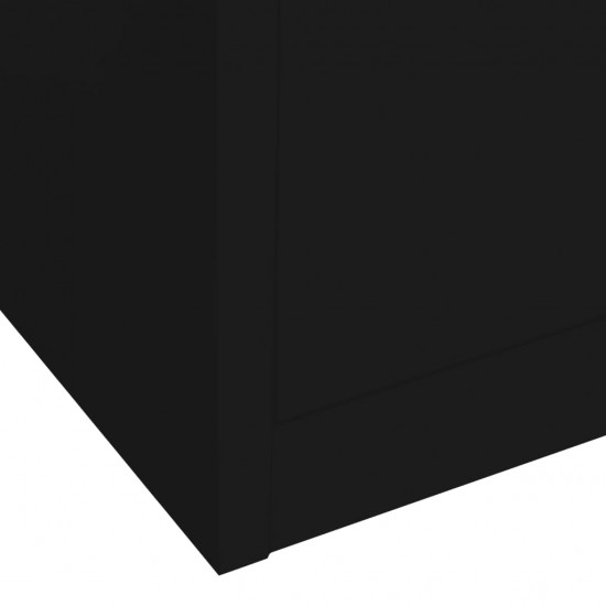 Biuro spintelė, juoda, 90x40x180cm, plienas/grūdintas stiklas