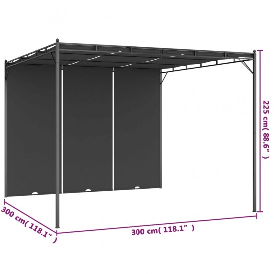 Sodo pavėsinė su šonine užuolaida, antracito spalvos, 3x3x2,25m