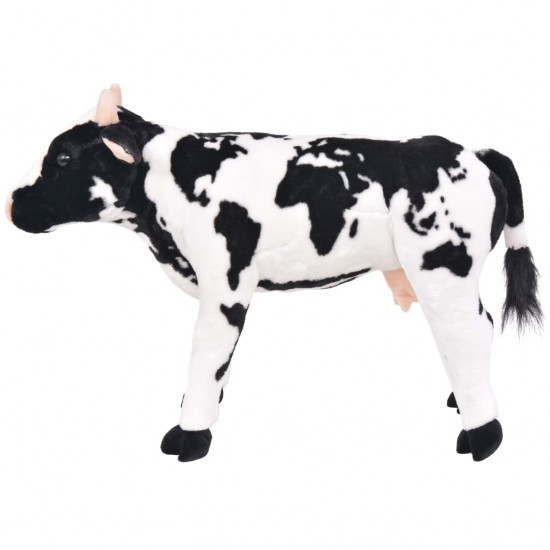 Stovintis pliušinis žaislas karvė, juodas ir baltas, XXL