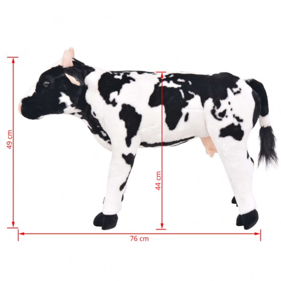 Stovintis pliušinis žaislas karvė, juodas ir baltas, XXL