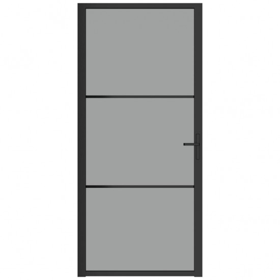 Vidaus durys, juodos, 93x201,5cm, ESG stiklas ir aliuminis