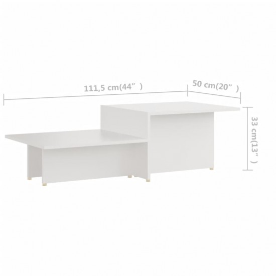 Kavos staliukas, baltas, 111,5x50x33cm, apdirbta mediena