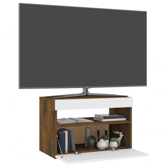 TV spintelė su LED apšvietimu, dūminio ąžuolo, 60x35x40cm