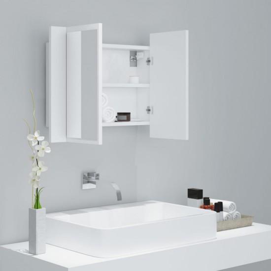 Veidrodinė vonios spintelė su LED, balta, 60x12x45cm, akrilas