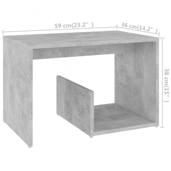 Šoninis staliukas, betono pilkos spalvos, 59x36x38cm, MDP