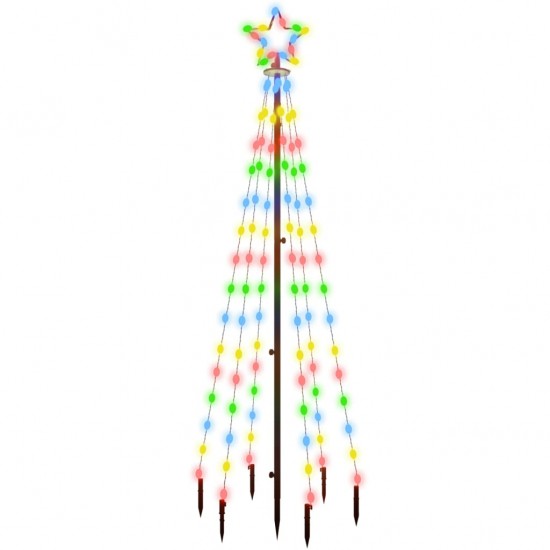 Kalėdų eglutė su kuoliuku, įvairių spalvų, 108LED, 180cm