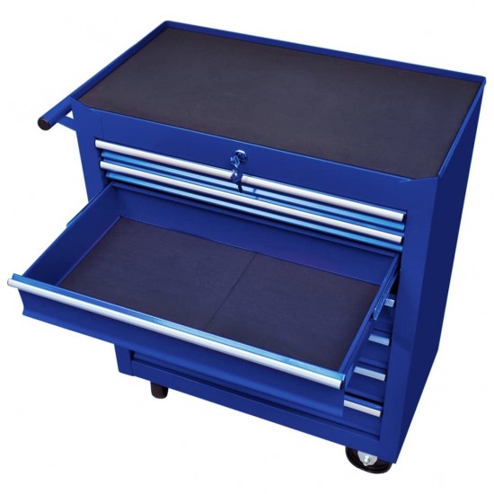 Dirbtuvės įrankių vežimėlis, mėlynos spalvos, 7 stalčiai