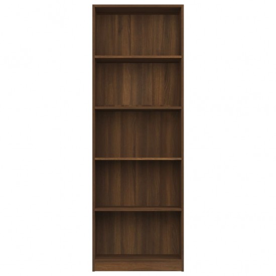 Spintelė knygoms, 5 aukštų, ruda ąžuolo, 60x24x175cm, mediena