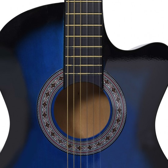 Klasikinė gitara, šešėliuotos mėlynos spalvos, 38, 6 stygos