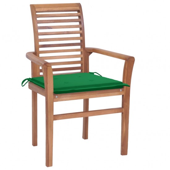 Valgomojo kėdės su žaliomis pagalvėlėmis, 2vnt., tikmedis