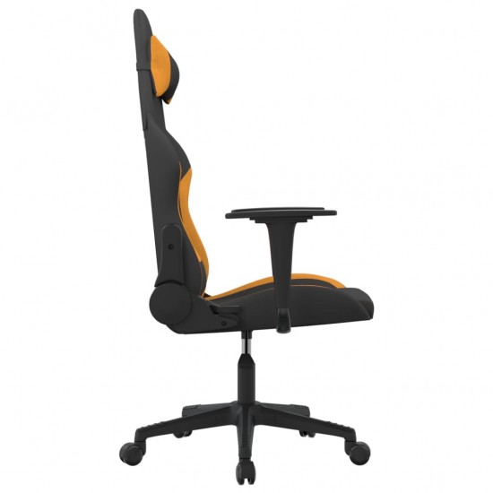 Masažinė žaidimų kėdė, juodos ir oranžinės spalvos, audinys