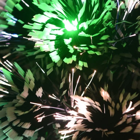 Kalėdų eglutė su LED, žalia ir balta, 64cm, optinis pluoštas