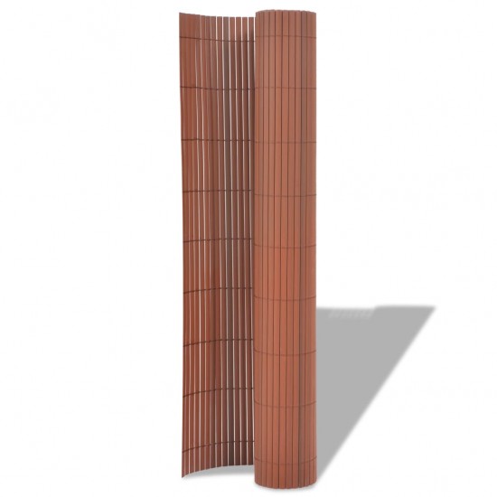 Dvipusė sodo tvora, ruda, 90x500cm, PVC