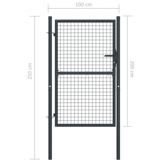 Tinkliniai sodo vartai, pilki, 100x250cm, galvanizuotas plienas