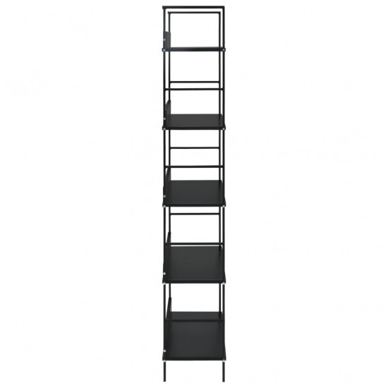 Knygų lentyna, 5 aukštų, juodos spalvos, 60x27,6x158,5cm, MDP
