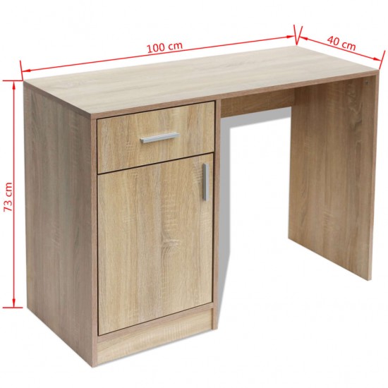 Rašomasis stalas su stalčiumi ir spintele, ąžuolas, 100x40x73 cm