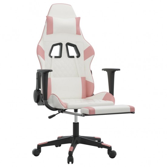 Žaidimų kėdė su pakoja, balta ir rožinė, dirbtinė oda