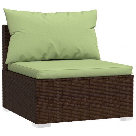 Trivietė sofa su pagalvėlėmis, rudos spalvos, poliratanas