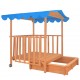 Vaikų žaidimų namelis su smėlio dėže, mėlynas, tuopos mediena
