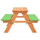 Iškylos stalas vaikams su suol., 89x79x50cm, eglės med. mas.
