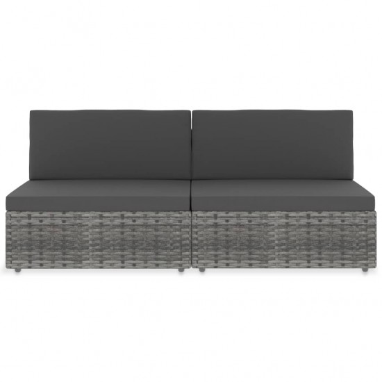 Modulinė dvivietė sofa, pilkos spalvos, poliratanas