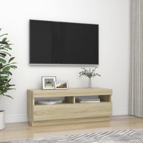 Televizoriaus spintelė su LED apšvietimu, ąžuolo, 100x35x40cm