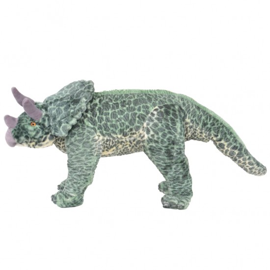 Stovintis pliušinis žaislas triceratopsas, žalios spalvos, XXL