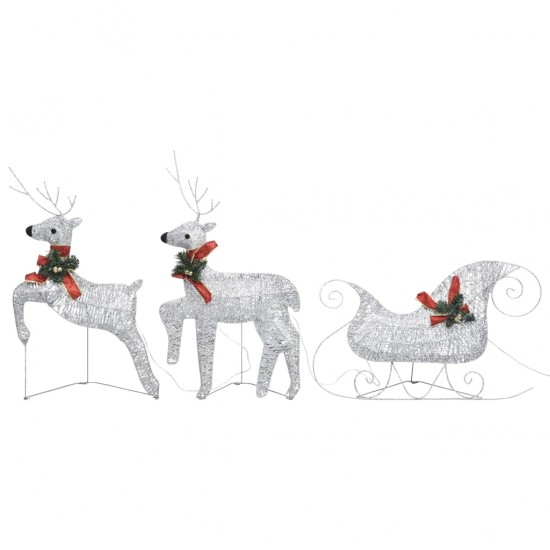 Kalėdų dekoracija elniai ir rogės, sidabrinės spalvos, 60 LED