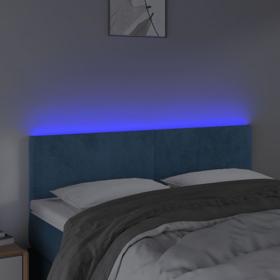 Galvūgalis su LED, tamsiai mėlynas, 144x5x78/88cm, aksomas