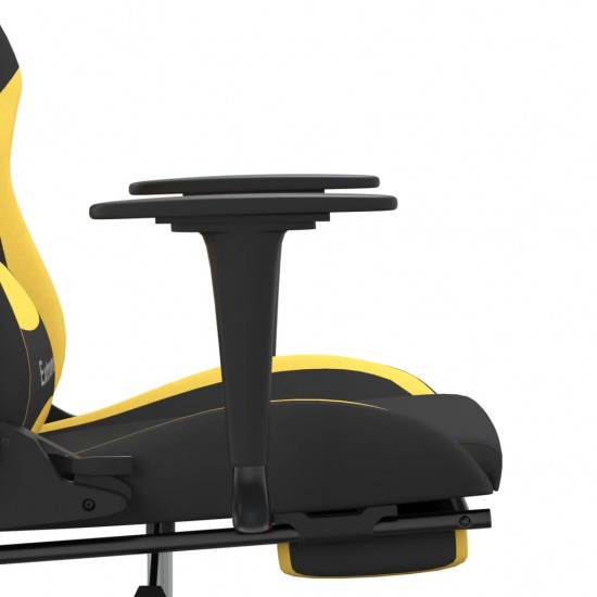 Masažinė žaidimų kėdė su pakoja, juoda ir geltona, audinys