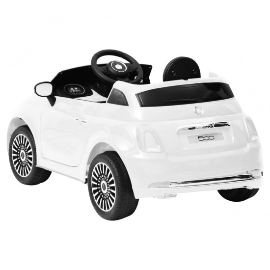 Elektrinis vaikiškas automobilis Fiat 500, baltos spalvos