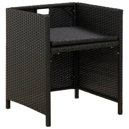 Sodo kėdės su pagalvėlėmis, 2vnt., juodos spalvos, poliratanas