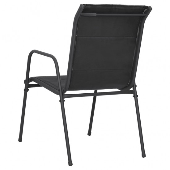 Sodo kėdės, 2vnt, juodos spalvos, plienas ir tekstilenas