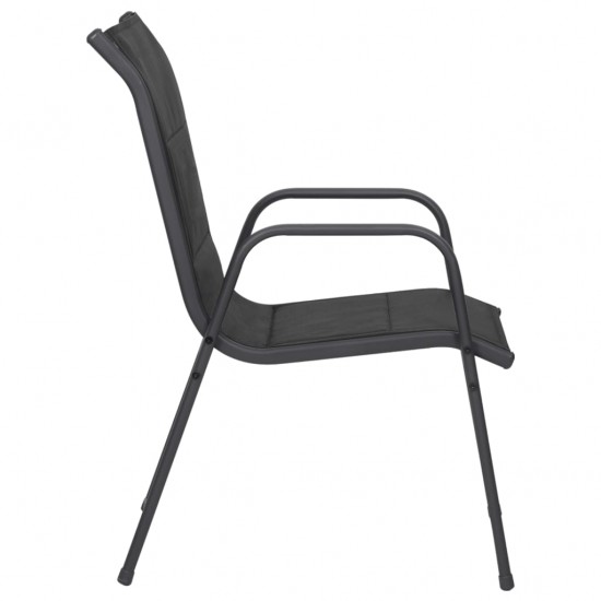 Sodo kėdės, 6vnt, juodos spalvos, plienas ir tekstilenas