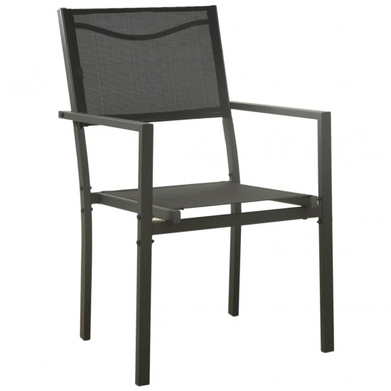 Sodo kėdės, 4vnt., juodos/antracito, plienas ir tekstilenas