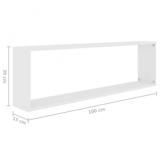 Sieninės lentynos, 4vnt., baltos, 100x15x30cm, MDP, kubo formos