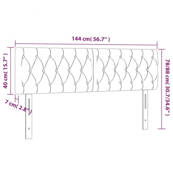 Galvūgalis su LED, juodos spalvos, 144x7x78/88cm, aksomas