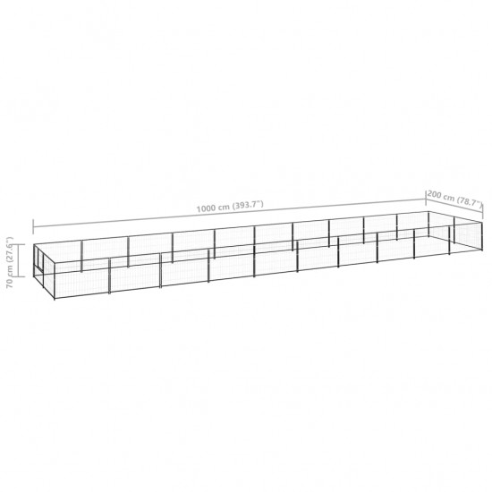 Voljeras šunims, juodos spalvos, 20m², plienas