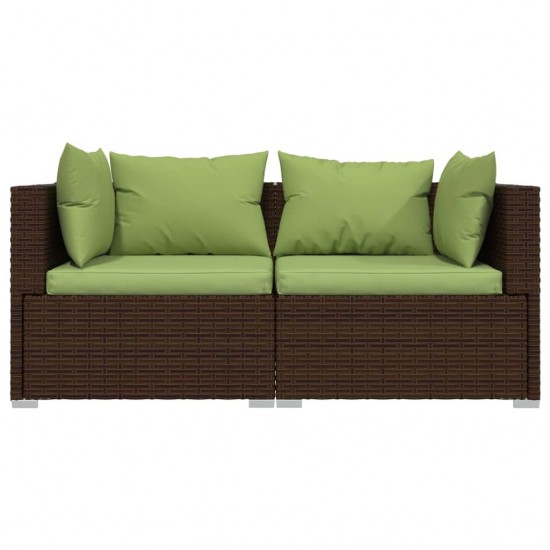 Dvivietė sofa su pagalvėlėmis, rudos spalvos, poliratanas