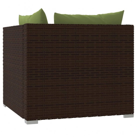 Dvivietė sofa su pagalvėlėmis, rudos spalvos, poliratanas