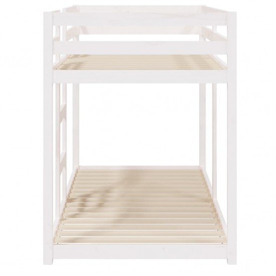 Dviaukštė lova, balta, 80x200cm, pušies medienos masyvas